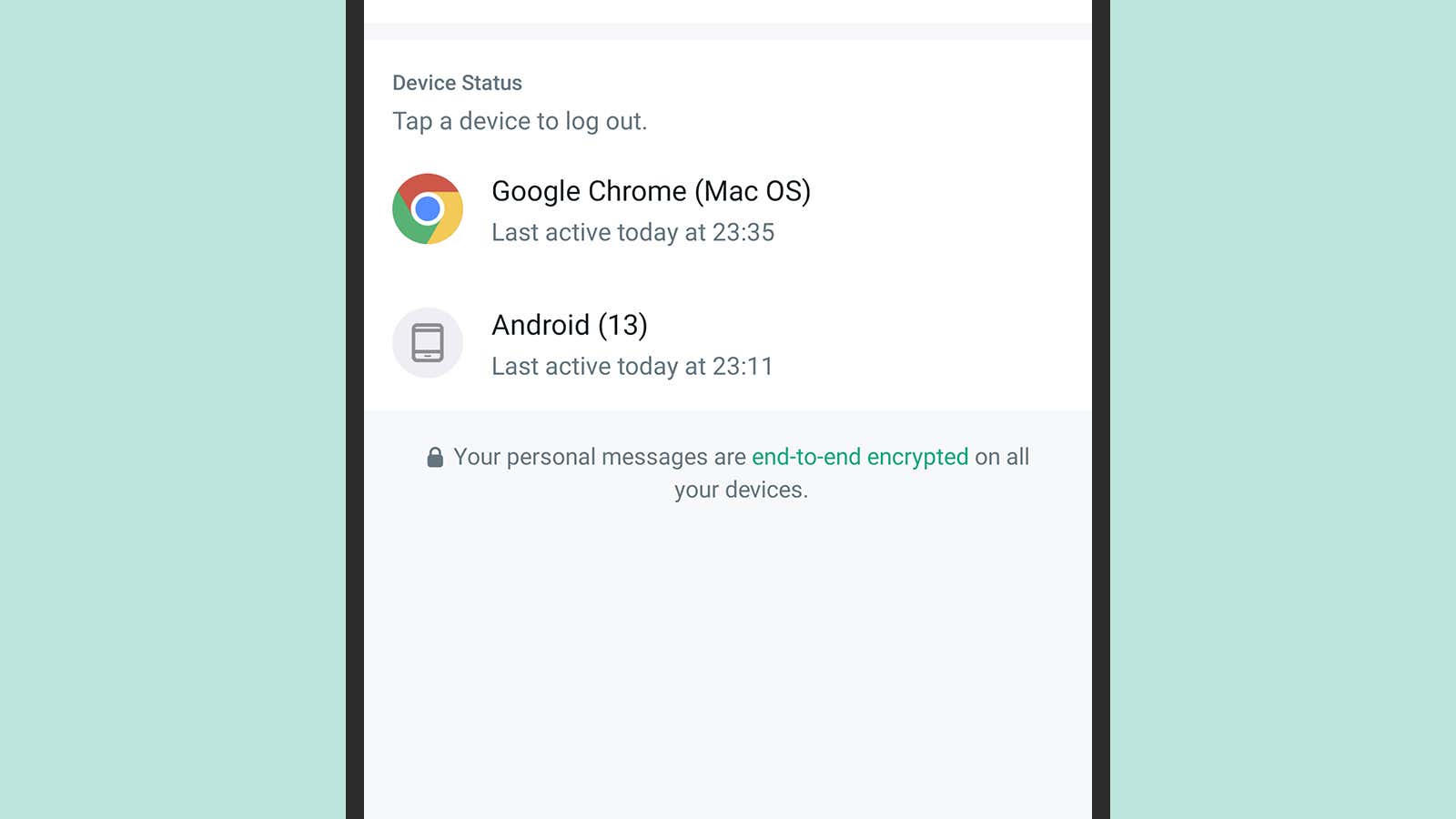 Whatsapp link to screenshot of other devices